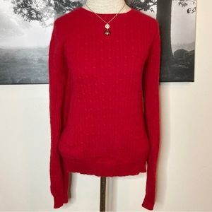 Red Cable Knit Cashmere Wool Sweater